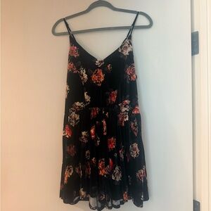 Velvet Floral Spaghetti Strap Romper